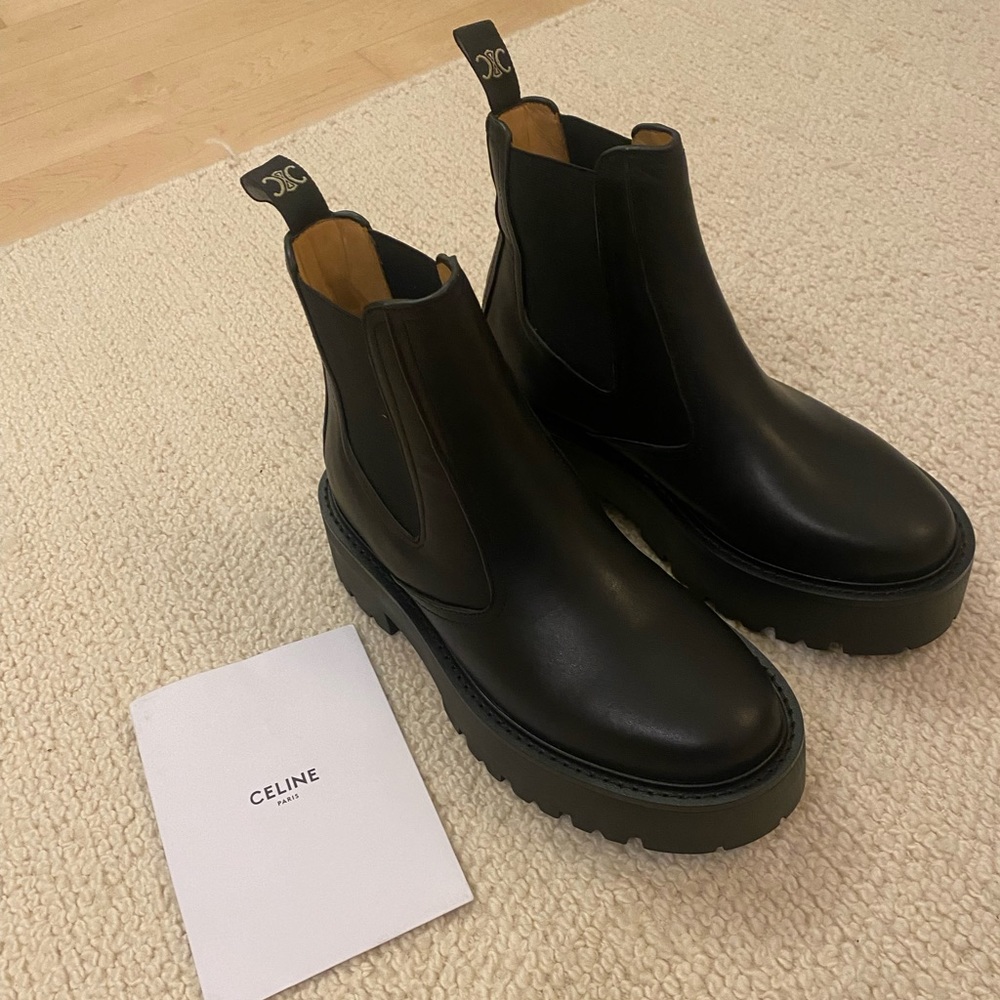 CELINE Leather Ankle Boots